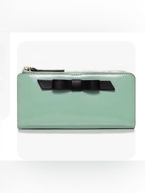 Kate Spade Chelsea Park Mint Green Bow Zip Wallet